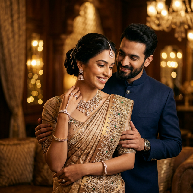 Couple wearing Viraasat jewellery